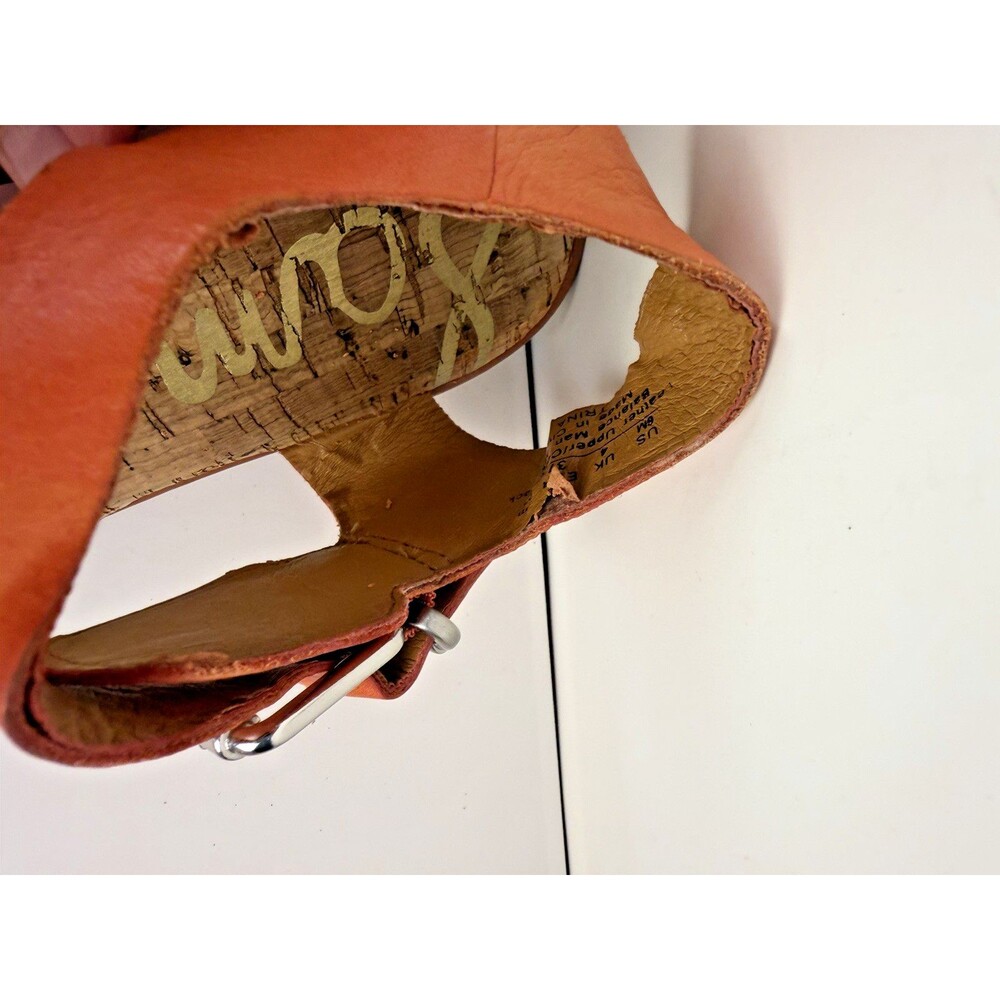 Sam Edelman Trina Sandals Leopard Print Mandarin Orange Cork Block Heel 6M - Picture 16 of 16